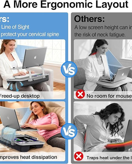 V-Hold Laptop Lap Desk, Portable Laptop Desk for Bed, FIts up to 17" Laptops & MacBook, Lightweight Lap Tray Table with Pillow Cushion for Bed & Couch