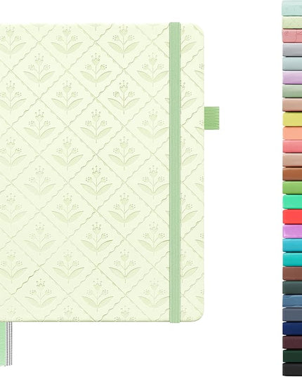 &And Per Se Lined Journal Notebook for Women&Men with Pattern, 160 Pages 100GSM Thick Paper, A5 Hardcover Journals for Writing(Light Green)