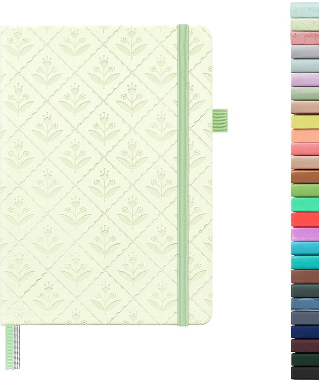 &And Per Se Lined Journal Notebook for Women&Men with Pattern, 160 Pages 100GSM Thick Paper, A5 Hardcover Journals for Writing(Light Green)