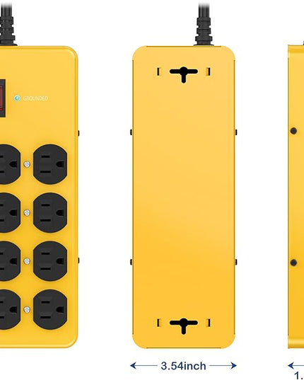 Heavy Duty Power Strip,Industrial Heavy Metal Case Surge Protector,8 AC Outlets,15Amp,2700 Joules,Protected' Indicator,14 Gauge Cord (Yellow, 6FT Length)