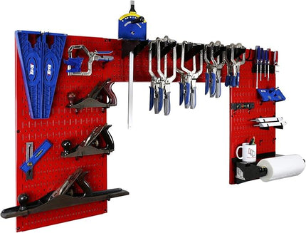 Wall Control Woodworking Tool Storage Organization Kit - Lazy Guy DIY Edition Wood Working Tool Supply Organizer for Do-It-Yourself Woodworkers and Makers (Red Pegboard)