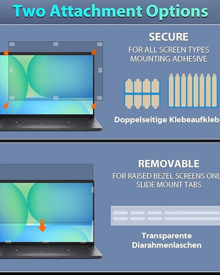 Laptop Privacy Screen 14 Inch 16:10 Aspect Ratio, Removable Laptop Screen Privacy Shield Compatible with Lenovo Hp Dell Acer Asus Thinkpad Envy Xps, Anti Glare Blue Light Computer Filter Protector