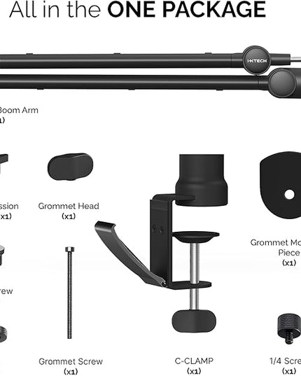 IXTECH Microphone Boom Arm with Desk Mount, 360° Rotatable, Adjustable and Foldable Scissor Mounting for Podcast, Video Gaming, Radio and Studio Audio, Sturdy and Universal - Elegance Model