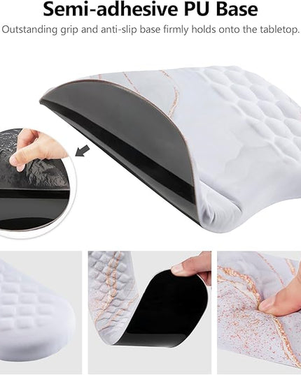 Mouse Pad Wrist Support, Laokiiy 2 in1 Keyboard Wrist Rest+ Ergonomic Mouse Pad, Non-Slip Wrist Rest for Computer Keyboard, Made Easy Typing & Relieve Wrist Pain(White)