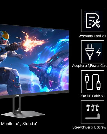 KTC 27 Inch QHD Gaming Monitor, 2K 200Hz Up to 210Hz 1ms Fast IPS Computer Monitor, HDR400, 1440P with Adaptive Sync, Built-in Speakers, HDMI Displayport, Tilt Adjustment, VESA Compatible, H27T22C-3