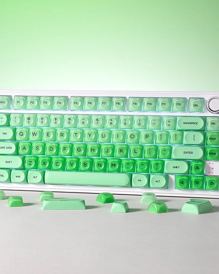 PBT Keycaps, XVX Green Apple Jelly HOA Profile, 132-Key Cute Custom Keycaps (for Mechanical Keyboards with Cherry/Gateron MX Switches)-Apple Green