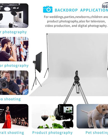 ISSUNTEX 10X10 ft/3X3 Meters Background Photo Backdrop, Photo Studio, Collapsible High Density Screen for Video Photography and Television-White
