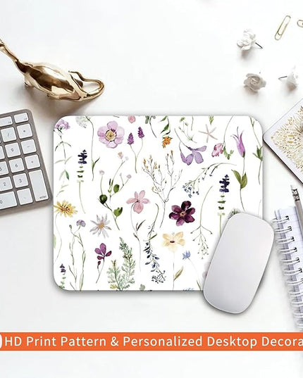 Square Mouse Pad Beautiful Flowers Plants, Personalized Premium-Textured Custom Mouse Mat Design, Washable Mousepad Cloth, Non-Slip Rubber Base Computer Mouse Pads for Wireless Mouse