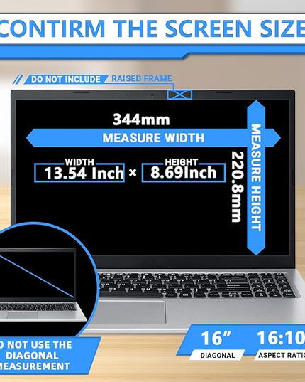 ZOEGAA Magnetic Laptop Privacy Screen 16 Inch, Compatible With HP Dell Acer Asus Lenovo, Removable 16:10 Laptop Screen Privacy Shield, Anti Spy, Anti Glare, Blue Ray Reduction