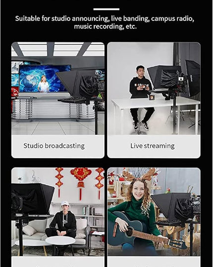 22 Inch Large Teleprompter for Computer Laptop, Professional Video Camera Tablet Prompter with Beamsplitter Glass & Aluminum Carry Case, for TIK Tok Live Short Videos Speech