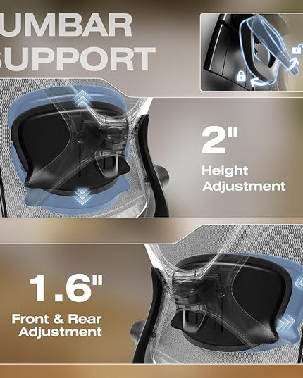 ELABEST X100 Ergonomic Mesh Office Chair with Footrest, Big and Tall Hone Desk Chair with 5D Flip-Up Arms, Adjustable 3D Lumbar Support,Gaming & Executive Computer Chairs for Long Hours(Midnight Mist)