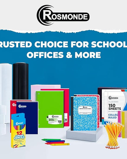 Rosmonde Composition Notebook Wide Ruled 5 Pack, 200 Pages (100 Sheets), 9-3/4 x 7-1/2, Back to School Supplies, Notebooks for School, Office Supplies, Notebooks for Work, Wide Ruled Notebook
