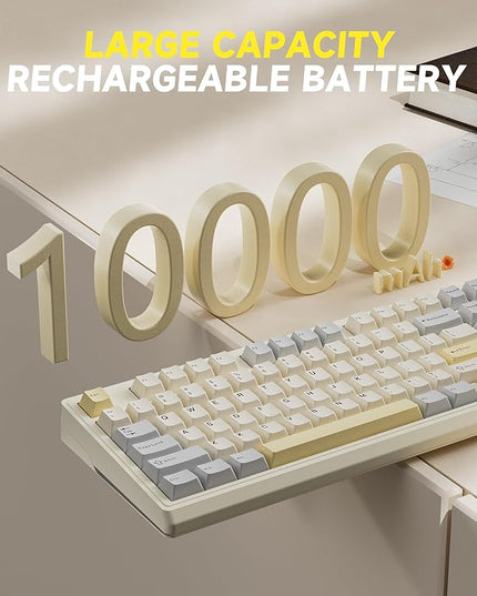 SOLAKAKA KI99 Pro 96% Wireless Gaming Keyboard, RGB Creamy Keyboardw with Knob, Hot-Swappable Pre-Lubed Switches, Gasket Structure Mechanical Keyboards (Beige-White, Non-Silent Version)