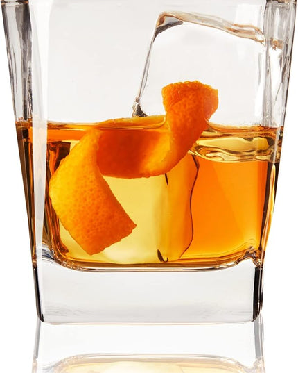 TRUE Square Rocks Glass, Old Fashioned Whiskey Glasses, Superb Drinking Cups for Cocktail Party, Home Bar, Bartender Accessories, Set of 4, 10 oz