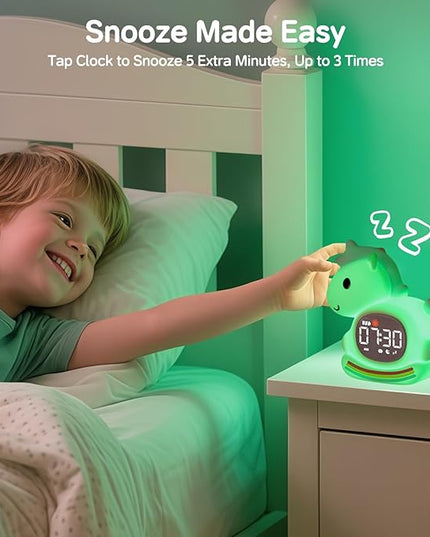 Cute Alarm Clock for Kids with Night Light, Sleep Training Clock Time to Wake Clock, Rechargeable Silicone Light for Bedroom, Perfect Sleep Companion for Boys Girls, Pink Pony