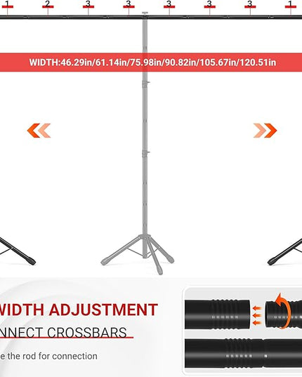 JSungo 10x10 FT Backdrop Stand for Parties, Adjustable Photo Backdrop Stand Kit with Carrying Bag, Portable Background Stand Backdrop for Wedding, Photoshoot, and Photo Studio