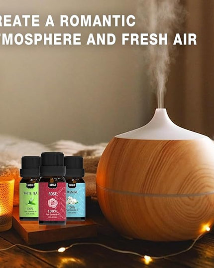 MISIJI Essential Oils Set- Essential Oils for Diffuser for Home,Diffuser Oils Scents for Aromatherapy,Laundry,Candle&Soap Making,Humidifiers 6 X 10 ML