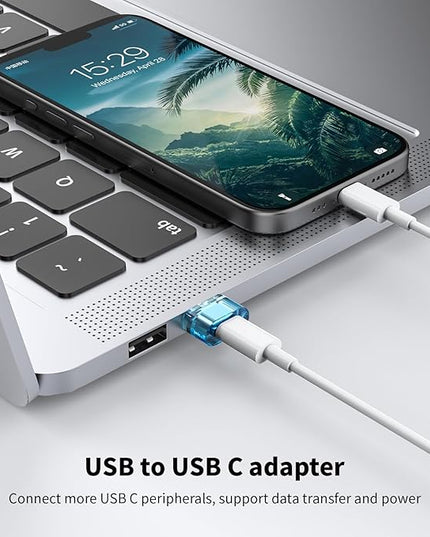 20Packs USB C to USB Male Adapter,USBA to Type C Super Fast Charging Transfer and OTG Function, USBA to C Adapter Compatible with iPhone15/16/17 Plus Pro Max/iPad Pro Air 4 Mini 6 Almost USB Devices