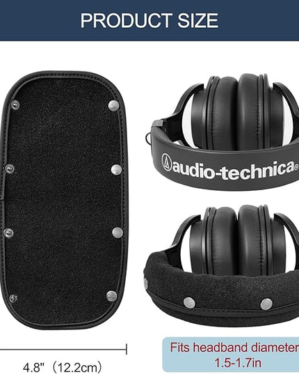 GEVO Protective Headband Cover for Audio Technica ATH M50, M50X, M50XBT, M40X M Series, Corsair Virtuoso & More, Machine Washable, No More Flaking Leather, Easy Installation, No Tool Needed | Black