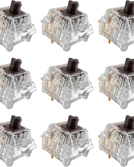 Zhouwang Crystal Brown Switches, 3-Pin Pre-Lubricated Tactile Switches, Dustproof and Waterproof for Mechanical Keyboards. (72Pcs)