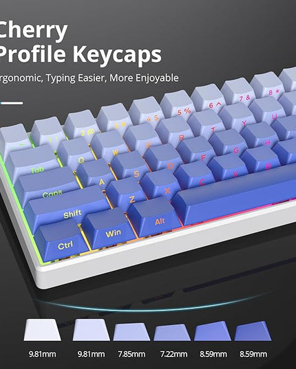 Cherry Profile Side Printed PBT Keycaps, 135 Key Minimalist Double Shot Shine Through Custom Keycap, Gradient Key Cap for Cherry MX Switches Mechanical Keyboard (Purple/Side Print)