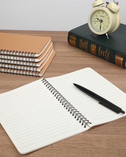 miikoul 60 Packs A5 Spiral Lined Notebooks, Kraft Paper Cover, 8.3"×5.5", 60 Sheets/120 Pages, Ruled Notebooks Bulk, Hardcover Journal Notepad Travel Notebooks for Office and Back to School Supplies