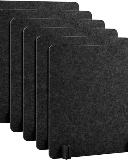 Kisston 6 Pack Acoustic Desk Divider Desk Partition 24 x 24" Stand Up Freestanding Desk Privacy Panel Noise and Visual Distractions Reducing Table Divider for Student Reception Area Office(Dark Gray)