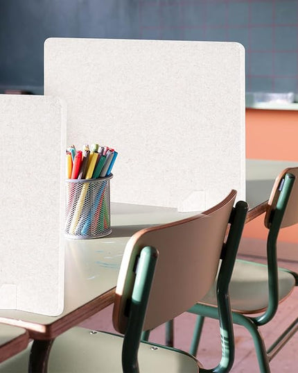 2 Pack Acoustic Desk Dividers - 24" x 20" Freestanding Privacy Panels Set with Noise - Reducing Design Cubicle Sound Proof, Ideal for Office, Classroom, and Home (Light Beige)