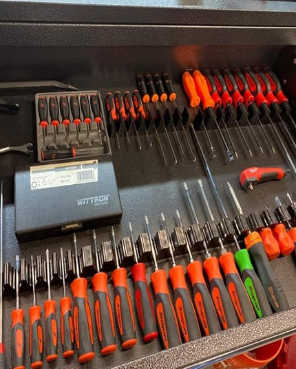 ToolBox Widget Screwdriver Organizer Pro Series 4.0 – Magnetic Holder for Tool Drawers – Modular Toolbox Organizer System – Tool Storage for Professional & DIY Mechanics - 1 Pack, 12 Holders