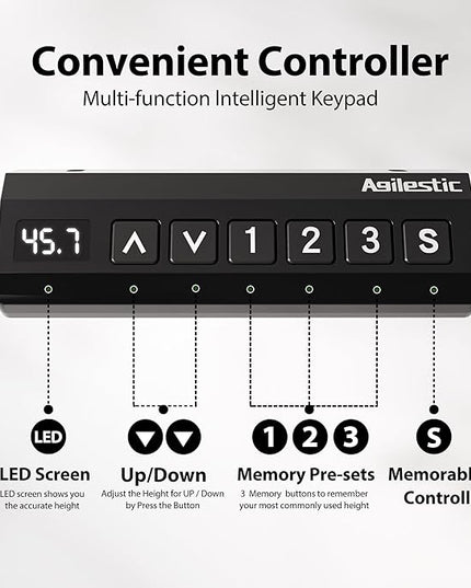 Agilestic L-Shaped Electric Standing Desk, 63x55 Inch Ergonomic Adjustable Height Desk with Storage, Stand Up Corner Desk Sit Stand Computer Table Power Outlet & LED Lights, Office Table, Black