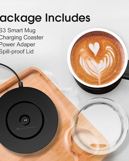 Vsitoo S3 12oz Heated Mug - Temperature Control Smart Mug with Mug Warmer, Perfect for Espresso, Auto-Sensing AI Heats Drinks to 120-150°F Hands-Free.Ideal for Home/Office/Gifts，White