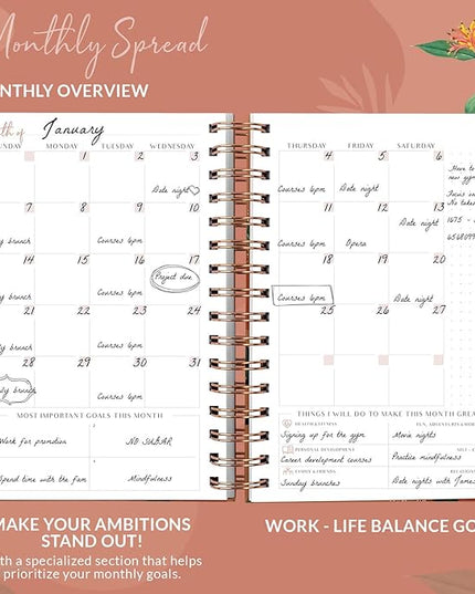 PLANBERRY Hourly Schedule Planner Premium – Undated Weekly Organizer with Time Slots & Monthly Budget – Time Management, Goal Setting, to-Do List & Habit Tracker –6.9″x8.5″(African Terracotta)