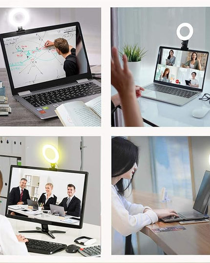Ring Light 5'' USB Portable Lighting 3200k-6500K Dimmable Led Clip on Computer Monitor Laptop Phone for Content Creator (YouTube/TikTok/Twitch) Makeup,Conference,Selfie,Video,Vlog (White)