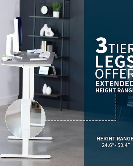 VIVO Electric 60 x 24 in Dual Motor Sit Stand Desk, Memory Height Adjustment, 2B Series, Dark Gray Top White Frame, DESK-KIT-2W6G