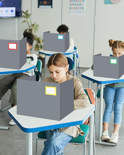 Crtiin 24 Pcs Privacy Folders for Students Desk Dividers Standard School Privacy Cardboard Board Testing Dividers Shield for Classroom Teacher Supplies Keep Eyes from roving(Simple)