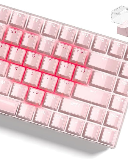 Womier Keyboard Keycaps - Jelly Keycaps Pink 60 75 100 Percent, Crystal Shine Through Custom Cute Key caps Set, 118 Keys OEM Profile for 61/68/84/87/98/100 Cherry Gateron MX Mechanical (Backlit Pink)