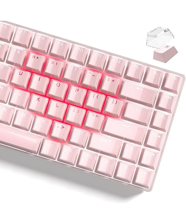 Womier Keyboard Keycaps - Jelly Keycaps Pink 60 75 100 Percent, Crystal Shine Through Custom Cute Key caps Set, 118 Keys OEM Profile for 61/68/84/87/98/100 Cherry Gateron MX Mechanical (Backlit Pink)