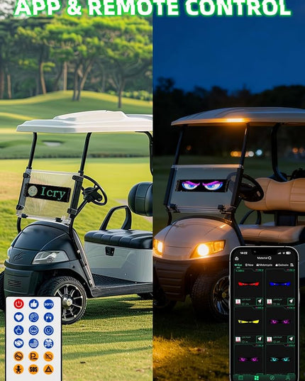 24 "* 5" Golf Cart Devil Eyes Light Sign,LED Sign for Store, Programmable Flexible LED Matrix Panel with APP and Remote Control,Pre-Made Animations & Customizable