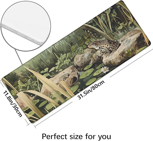 Frog Pond Extra Large Gaming Mouse Pad, Desk Mat, Non-Slip Rubber Base, MousePads for School, Work, Home Accessories Decor Gifts 31.5" x 11.8"