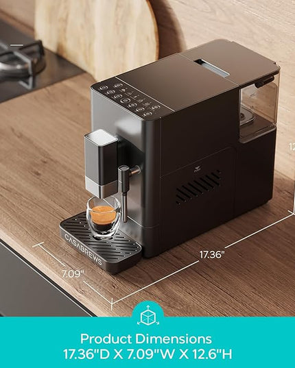CASABREWS ACAFE Automatic Espresso Machine, 20bar Coffee Maker with Grinder and Milk Frother, Cappuccino Machines for Home or Office, All-in-One Grind and Brew Coffee Maker, Customizable Coffee Volume
