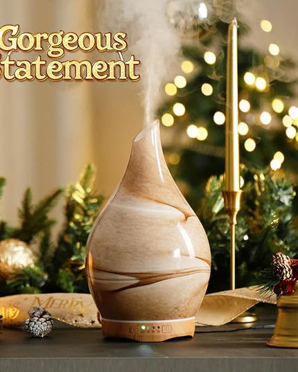 Porseme 280ml Essential Oil Diffuser Glass Color Changing Aroma Air Diffusers Aromatherapy Ultrasonic Cool Mist Humidifier 7 Running Hours Waterless Auto-Off for Sleeping, Yoga, Office, Spa (Desert)