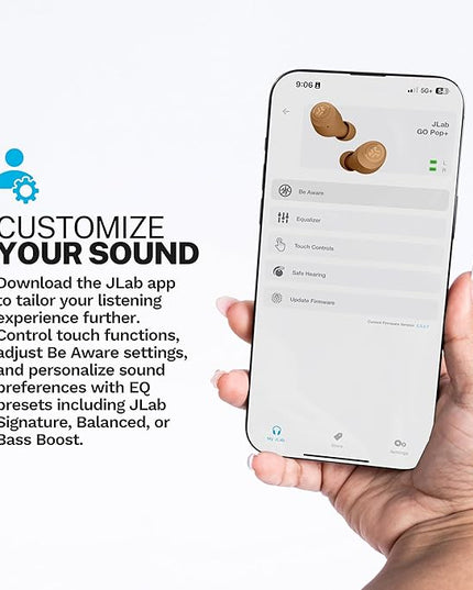 JLab Go Air Pop+ Tones True Wireless Earbuds, in Ear Headphones, Bluetooth Earphones, 35H Playtime Ear Buds, Bluetooth Earbuds with Microphone, USB-C Charging Case, Dual Connect, EQ3 Sound, (7572 W)