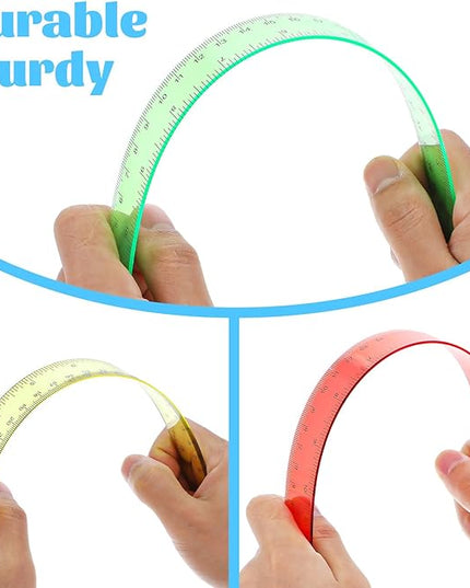144 Pack 12 Inch Clear Plastic Rulers Bulk, Transparent Assorted Color Rulers with Inches and Centimeters for Classroom Office Supplies
