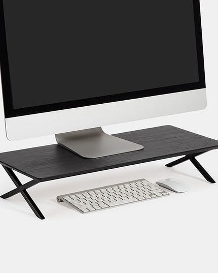 Anji Mountain Monitor Stand - Desktop Organizer & Laptop Riser, Ergonomic Monitor Riser, Space-Saving Monitor Stand for Desk, Durable Construction, Easy Assembly, Ideal for Home & Office,Black
