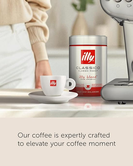 Illy Classico Ground Espresso Coffee, Medium Roast Roast With Notes Of Chocolate & Caramel, 100% Arabica, 8.8 Ounce (Pack Of 1)