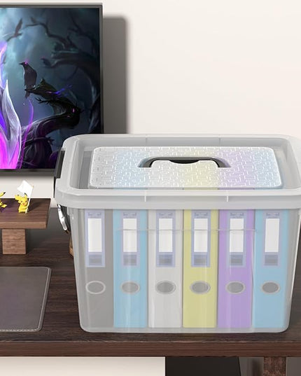 4 Packs 20 L Clear Plastic Storage Bins, Stackable Organizer Containers with Lids, Latching Box with Handle