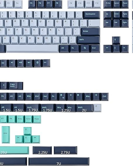 GTSP 171-Keys Cherry Profile PBT Key Caps for Mechanical Keyboards, Double Shot Custom Keycap for US Layout 60% 65% 100% MX Switches (Hammerhead Shark)
