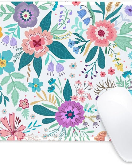 Flower Square Mouse Pad,Non-Slip Rubber Base Mouse Pad,Home Office Decoration Desktop Accessory,Laptop Mouse Pad for Office Laptops,9.4x7.8x0.12inch 6