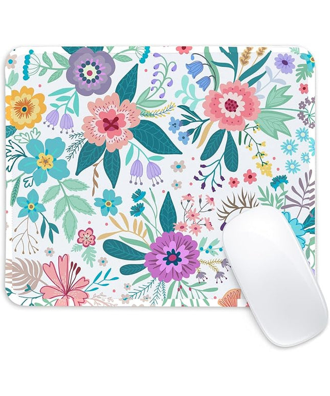 Flower Square Mouse Pad,Non-Slip Rubber Base Mouse Pad,Home Office Decoration Desktop Accessory,Laptop Mouse Pad for Office Laptops,9.4x7.8x0.12inch 6