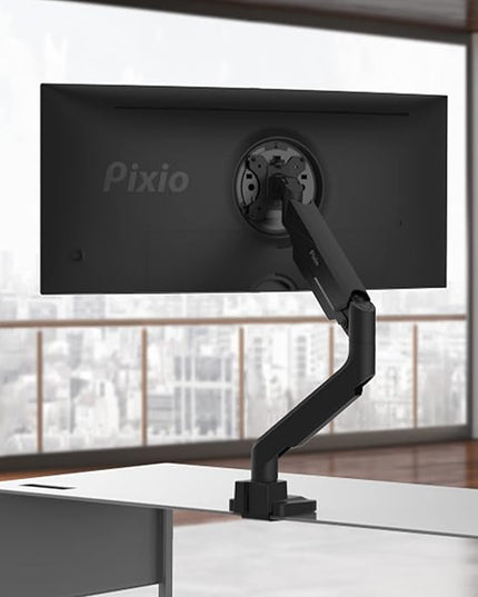 Pixio PS2S Ultrawide Heavy-Duty Premium Single Monitor Arm Stand Desk Mount - Fits up to 49 inches Monitors, Weights up to 39lbs Flat / 31lbs Curved, Compatible with VESA 75x75mm 100x100mm